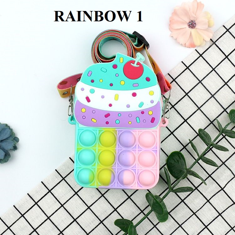 MV_Marvelouz MV804560 Tas SELEMPANG Anak Pop it Gambar ice cream Terbaru Warna Lucu 1kg bisa 12 tas supplier import EL 4560