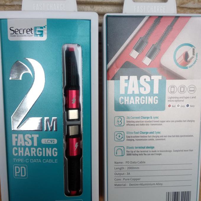 Secret G Lc92 Fast Charging Type-C Data Cable Type-C To Type-C 200Cm Satima87 Ayo Beli