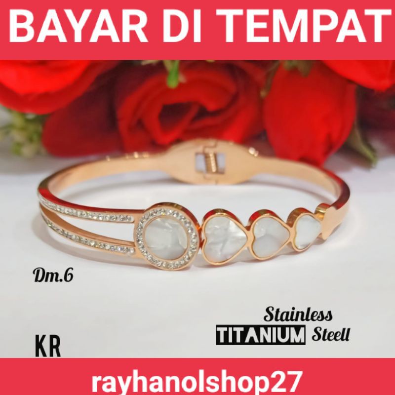 TERBARU GELANG TANGAN WANITA TITANIUM ANTI KARAT MOTIF PILIHAN 24K