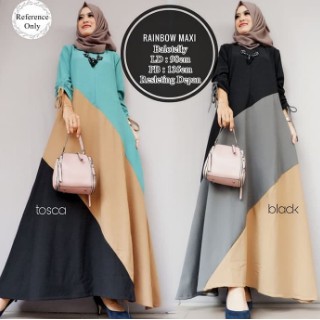 Baju Gamis Wanita | Rainbow Maxi |Long Dress Gamis Syari Muslim LINKU