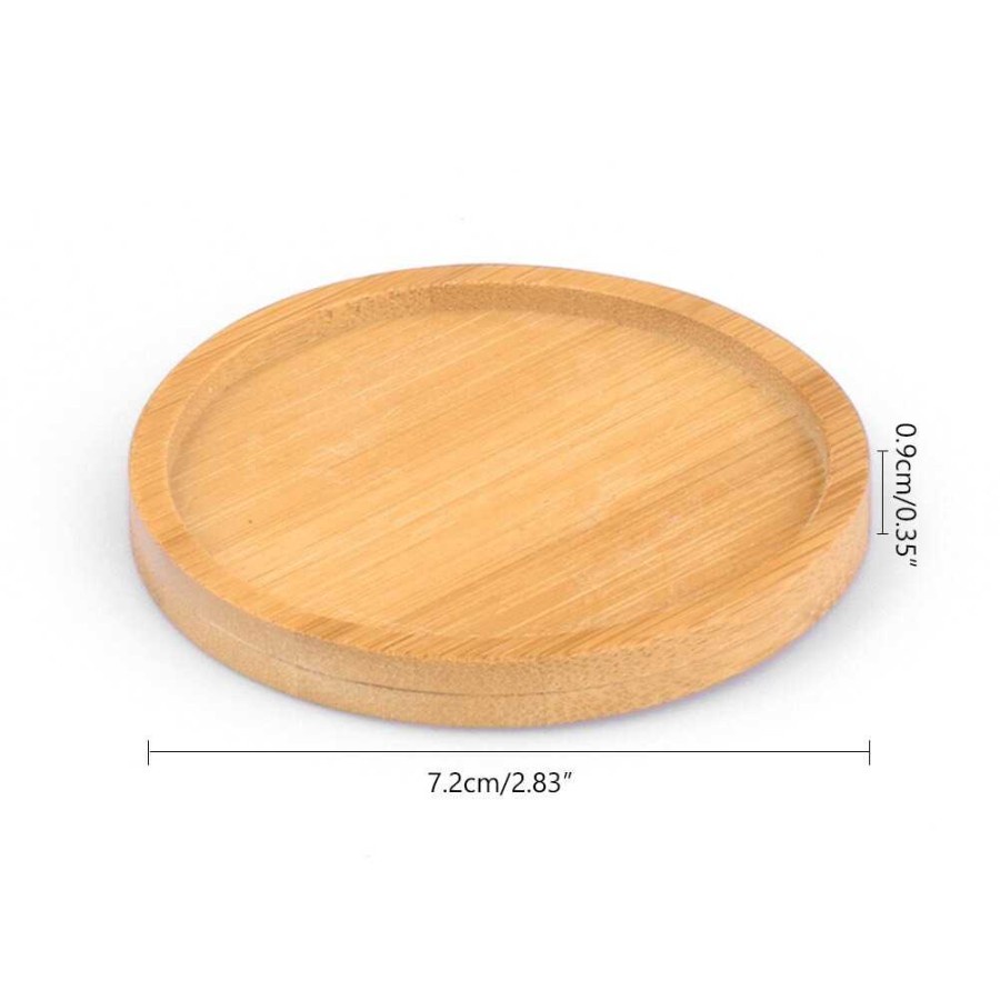 Alas Tatakan Pot Tanaman Dekorasi Minimalism Bamboo Tray Circle - EQF3 - Wooden