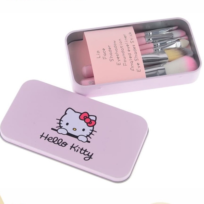 BRUSHSET MAKE UP BRUSH KUAS TABUNG HELLO KITTY 7in1 Makeup Kosmetik - HELLO KITTY BRUSH KIT ORIGINAL