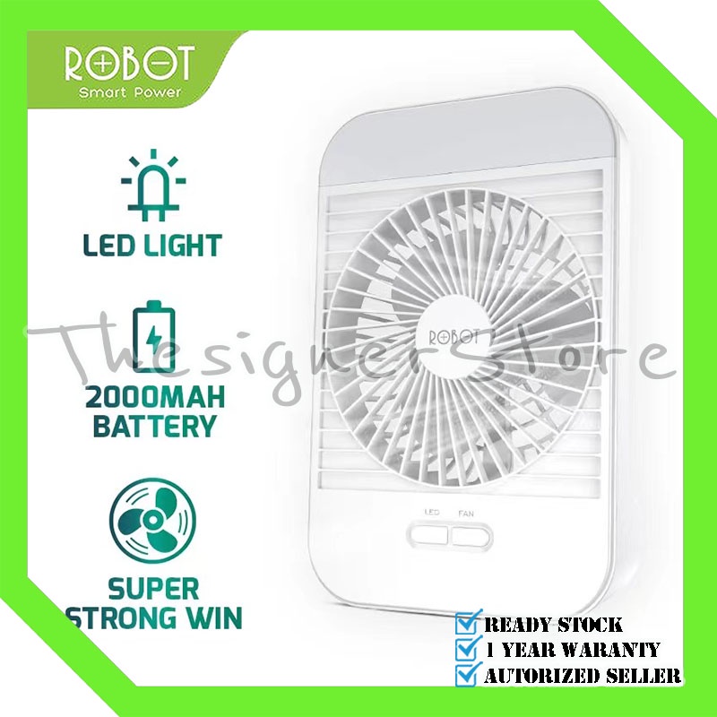 Kipas ROBOT RT-BF14 Portable Fan 2000mAh 5 inch  Rechargeable Led Garansi Resmi 1 Tahun Original
