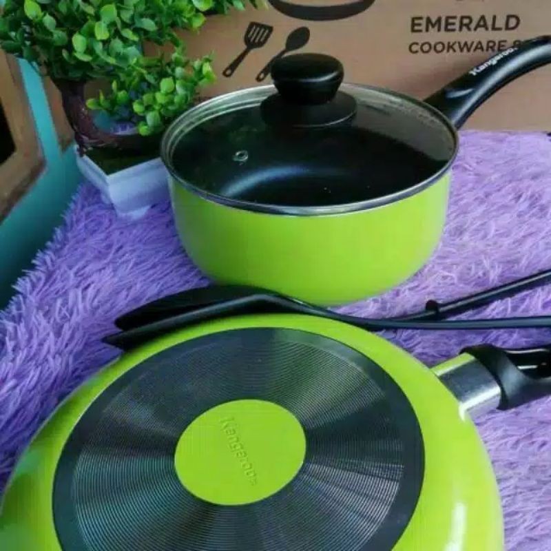 dusdusan kangaroo emerald cookware set 5 teflon panci