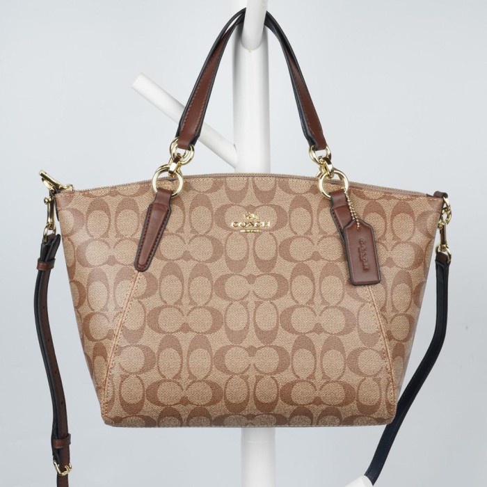 TAS COACH Small Kelsey Signature KHAKI SADDLE ORIGINAL COACH 28989