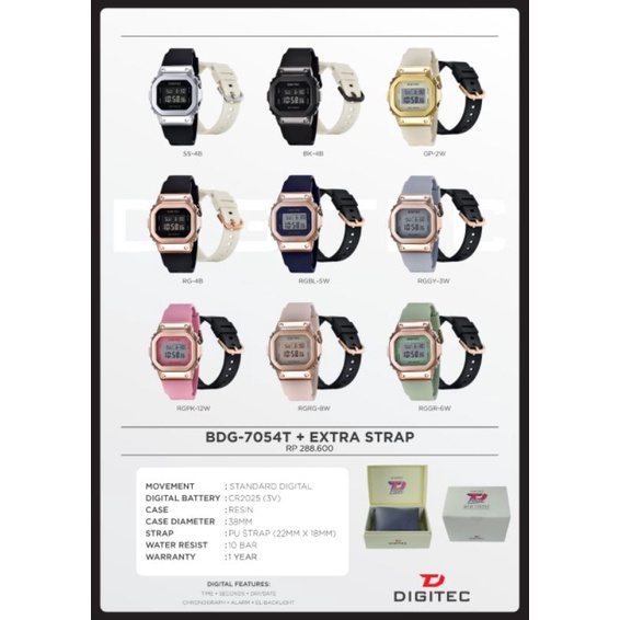 JAM TANGAN WANITA 2 TALI Digitec 7054 set Original