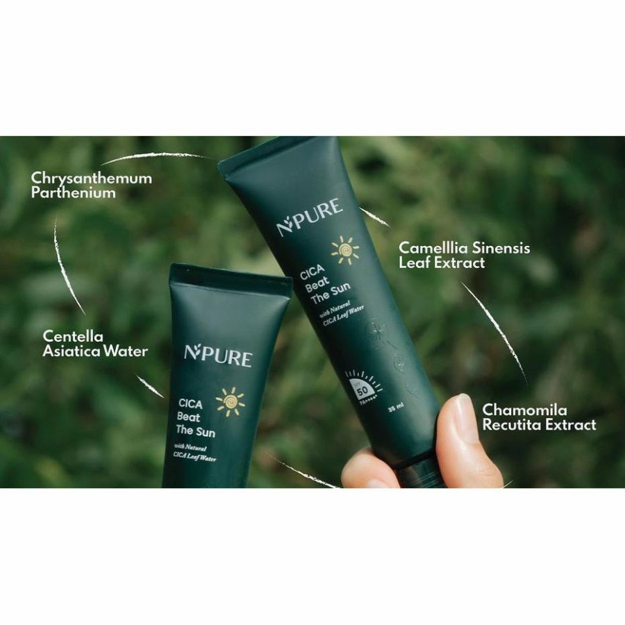 NPURE Beat the sun spf 50++ Cica Series perawatan kulit wajah dari sinar matahari 30ml