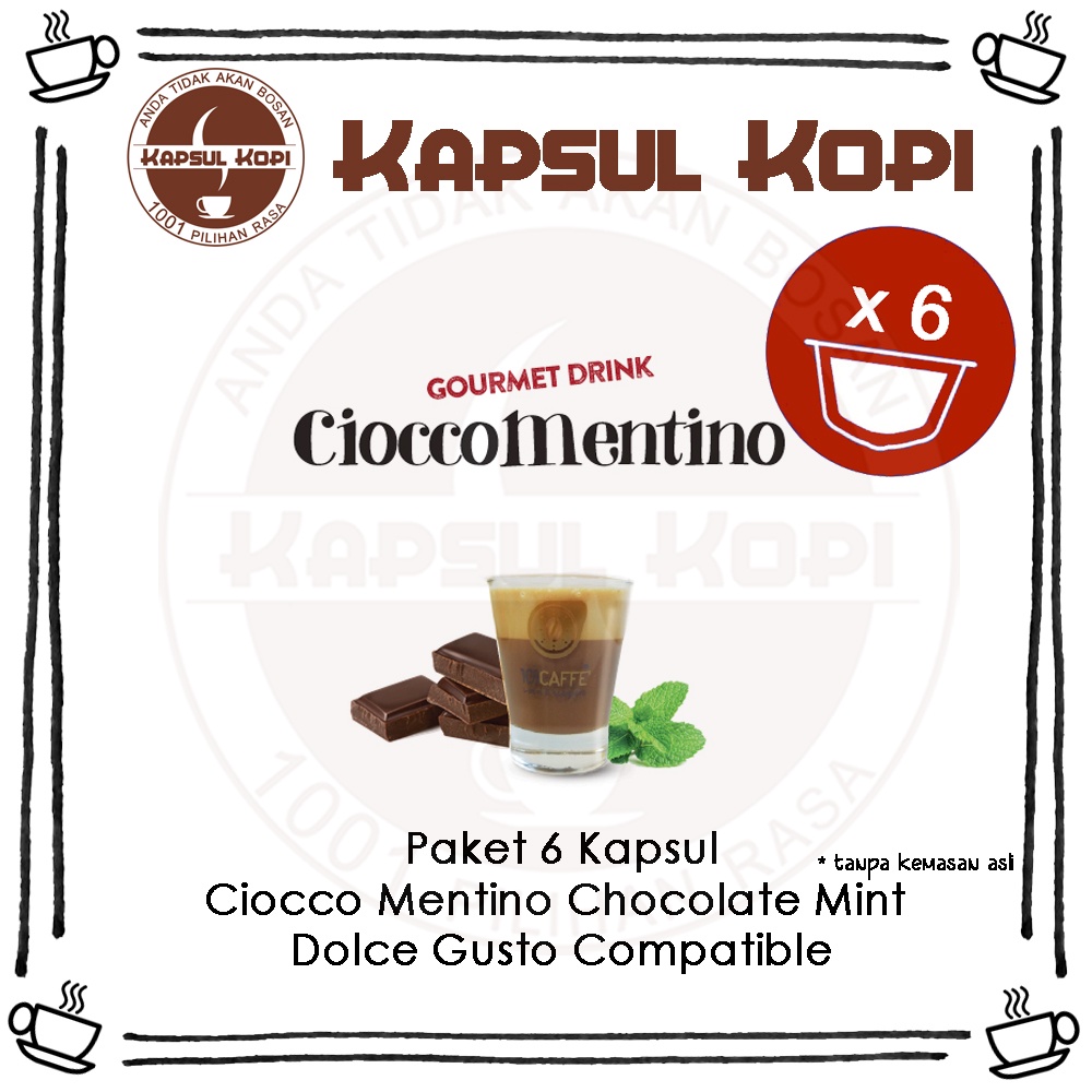 

Paket 6 KapsulKopi Caffe Ciocco Mentino Chocolate Mint Impor Dolce Gusto Compatible Coffee Capsule