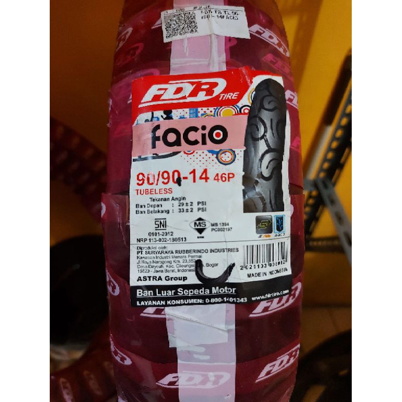Ban FDR Facio 90/90-14 Tubeless Free Pentil