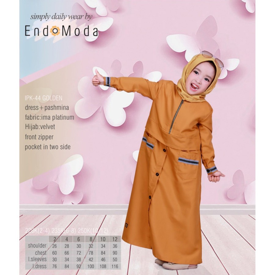 Gamis Anak Cantik Endomoda Original IPK 44 Golden / GAMIS ANAK ENDOMODA / ENDOMODA ORIGINAL / GAMIS 