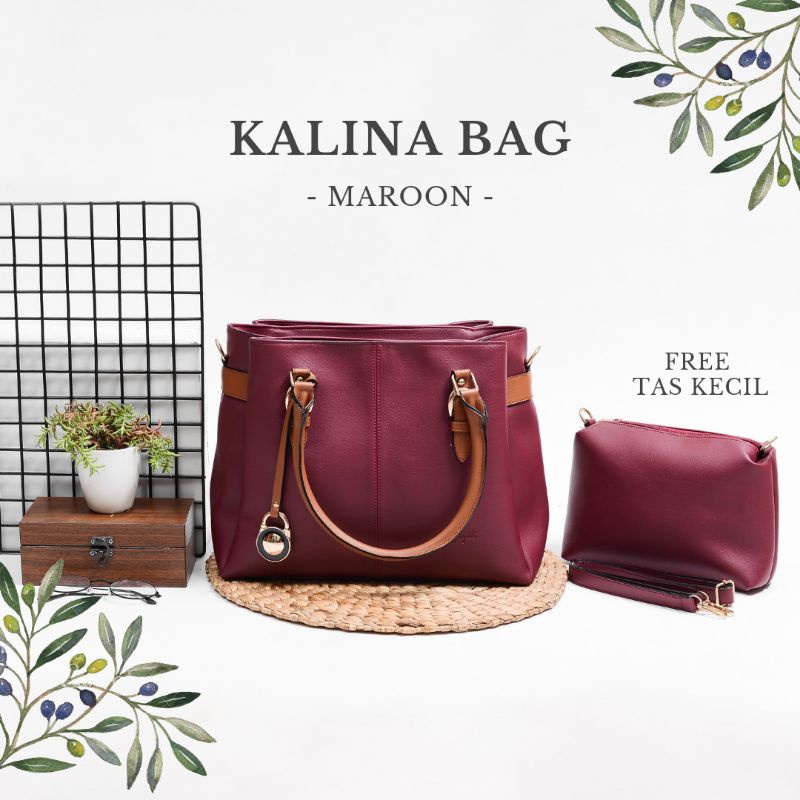 KALINA PREMIUM BAG MAROON (FREE Tas Kecil)