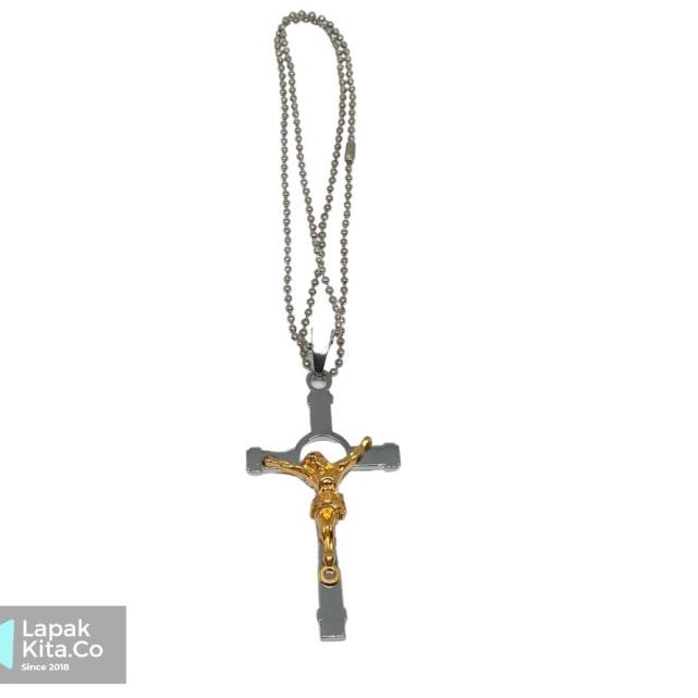 ♧ Kalung Salib Pria / Kalung Pria Liontin Salib Stainless Steel ☆