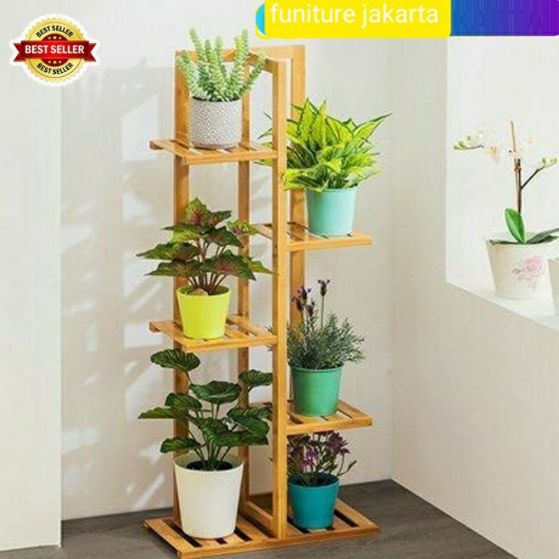 bunga minimalis 5 susun rak sepatu rak tas bahan kayu jati belanda