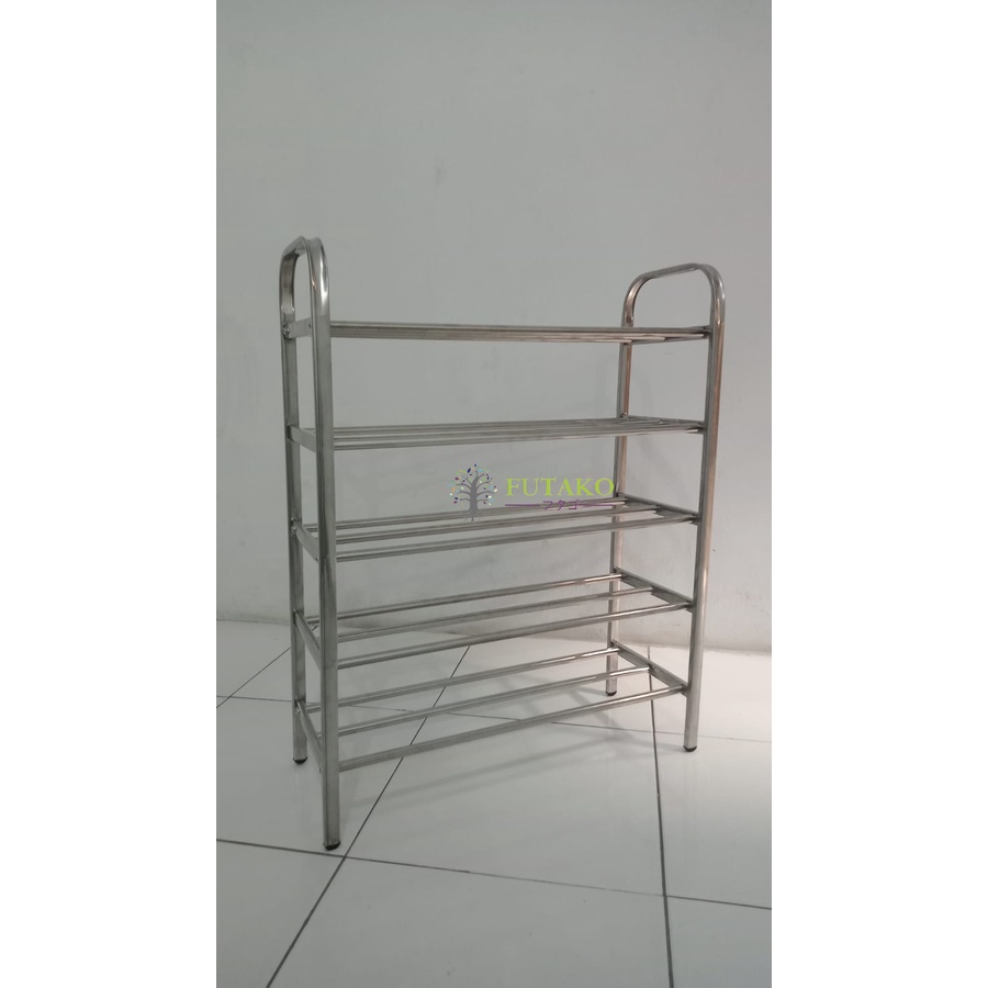 FUTAKO  Rak Sepatu &amp; Sendal Stainless Steel  Susun 5 / Lima  Tempat Untuk Alas Kaki Bahan Kuat