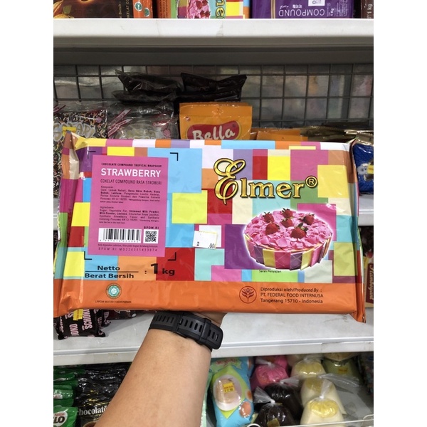 Cokelat Compound Elmer Rasa Strawberry 1kg