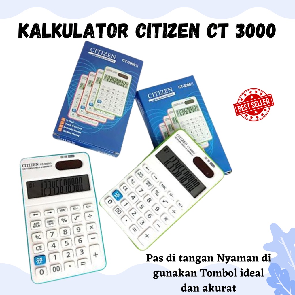 Gratis Packing Bubble Wrap!!! Kalkulator Citizen CT 3000 Calculator Pocket Check &amp; Correct 12 Digit