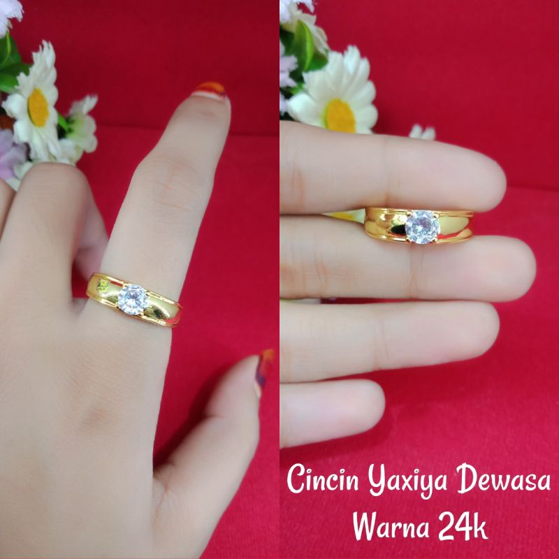 CINCIN KUNING PERMATA DEWASA/CINCIN LAPIS EMAS 24K/CINCIN ANTI KARAT