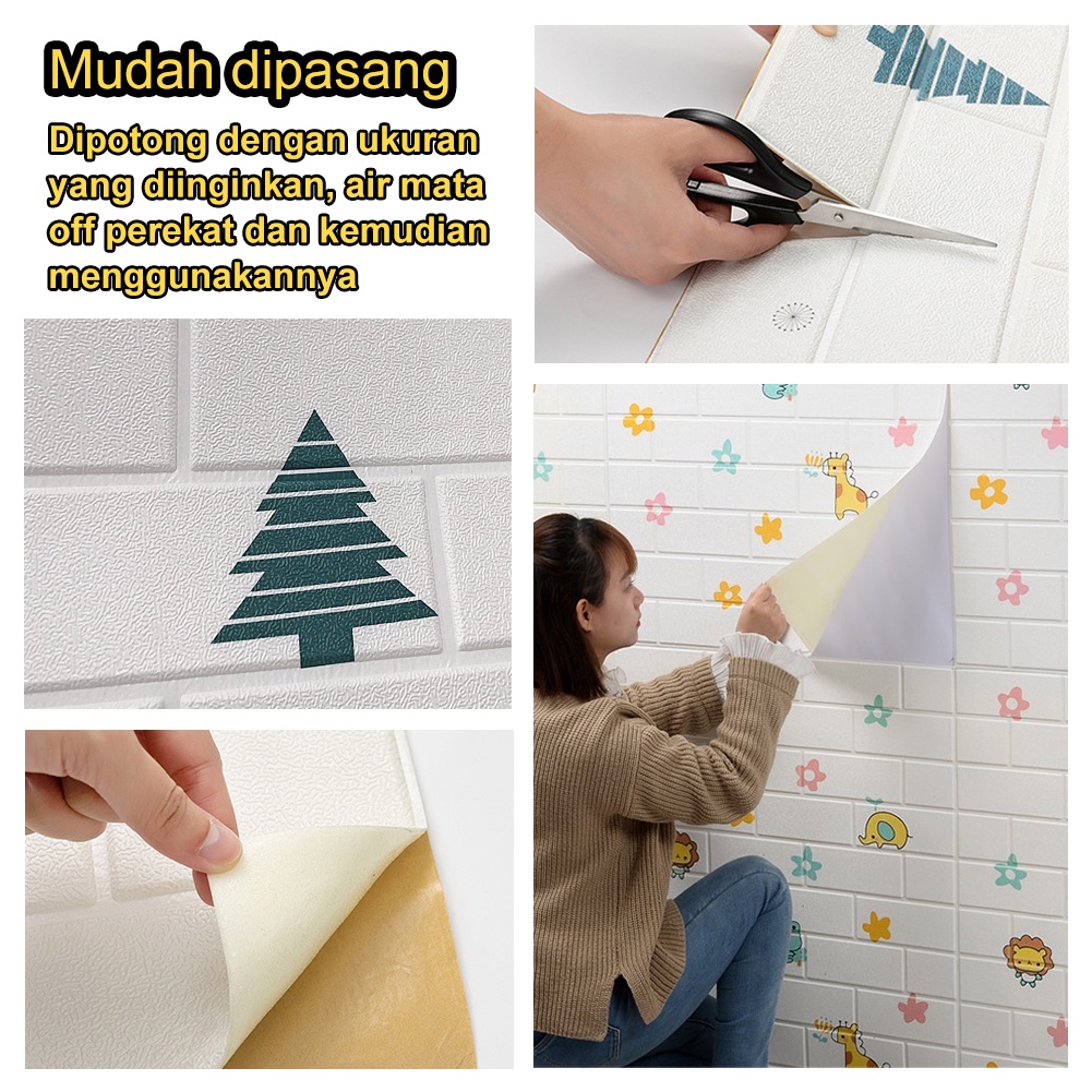 Motif Kartun Wallpaper Dinding Foam 3D Anak Dekor Kamar  Wallpaper Anti-tabrakan