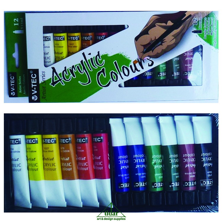 

[MR] Cat Akrilik V-Tec / V-Tech Acrylic Colour / Color Set 12 x 12 ML Tube