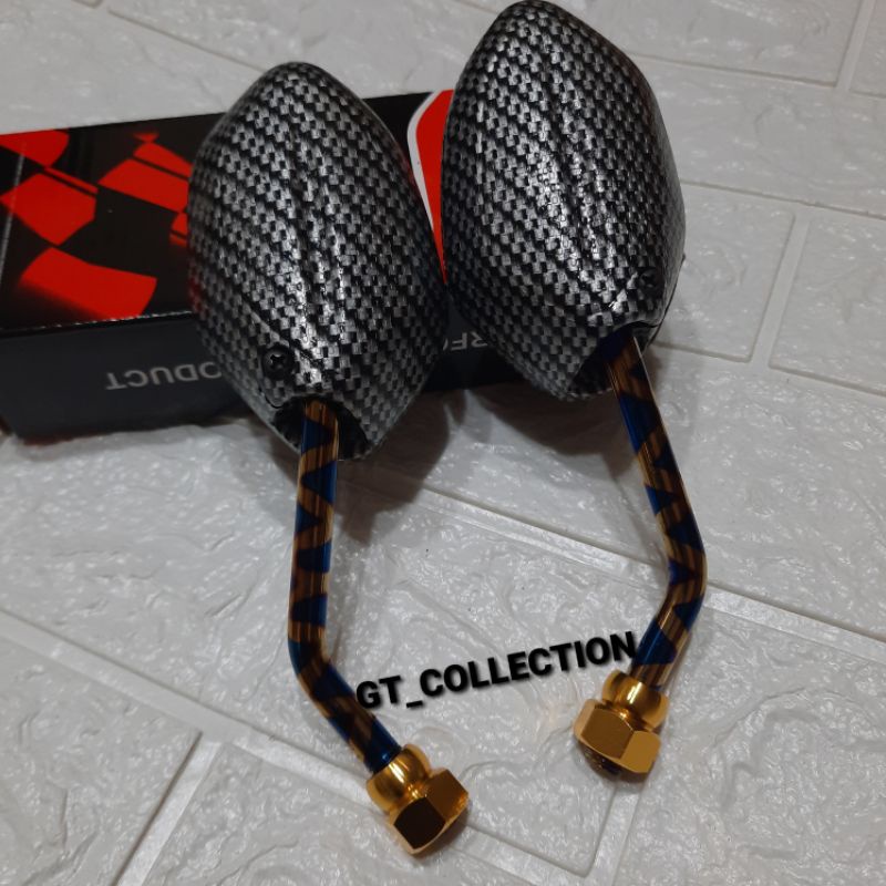 Spion Beat Mini Karbon Gagang Blue X Spion Universal Honda Beat Vario Scoopy Genio Supra Blade Dll