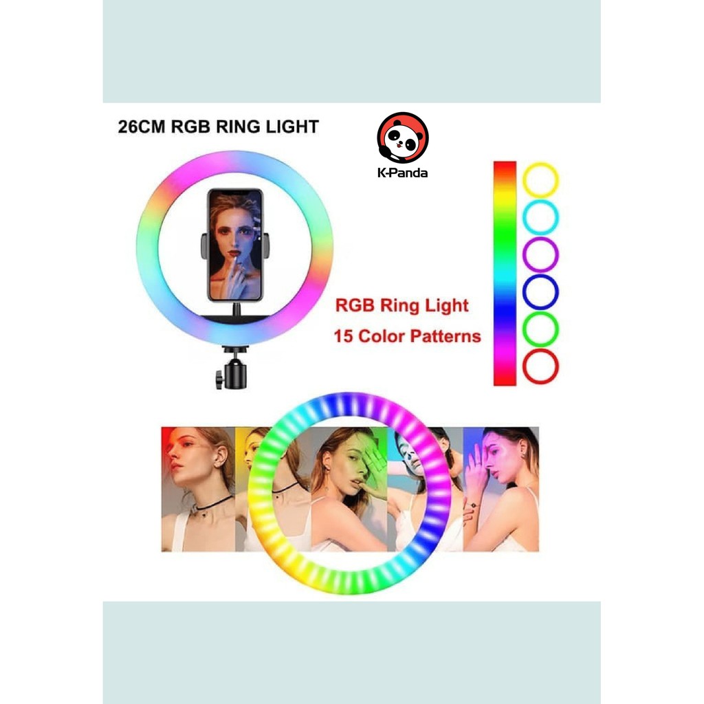 RINGLIGHT RAINBOW 26CM/ RING LIGHT RGB WARNA WARNI TIKTOKERS YOUTUBER