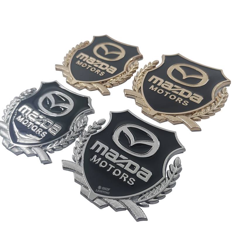 2 X Metal MAZDA MOTORS Logo Car Decorative Emblem Badge