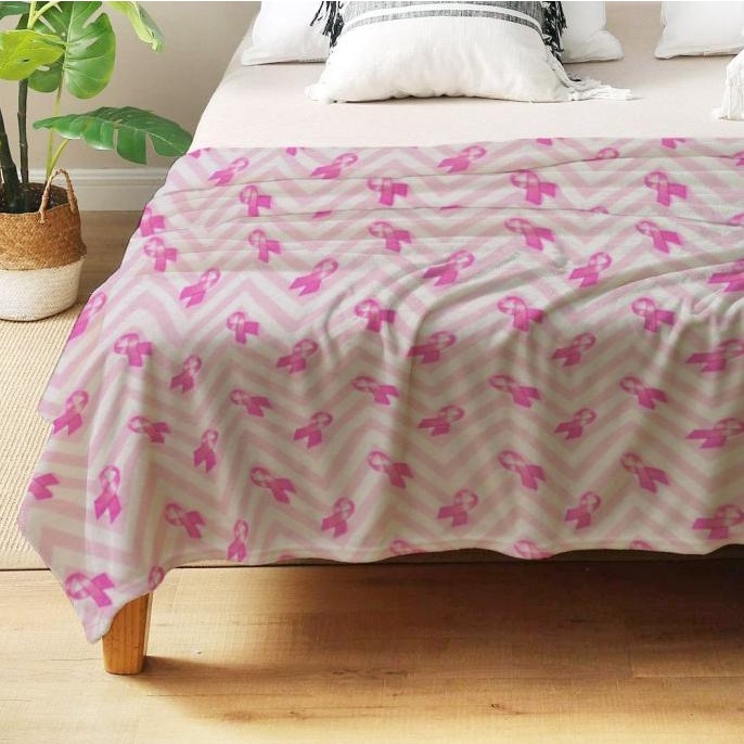 King Rabbit Thermal Blanket Selimut Fleece 150X200 Cm - Ribbon Pink