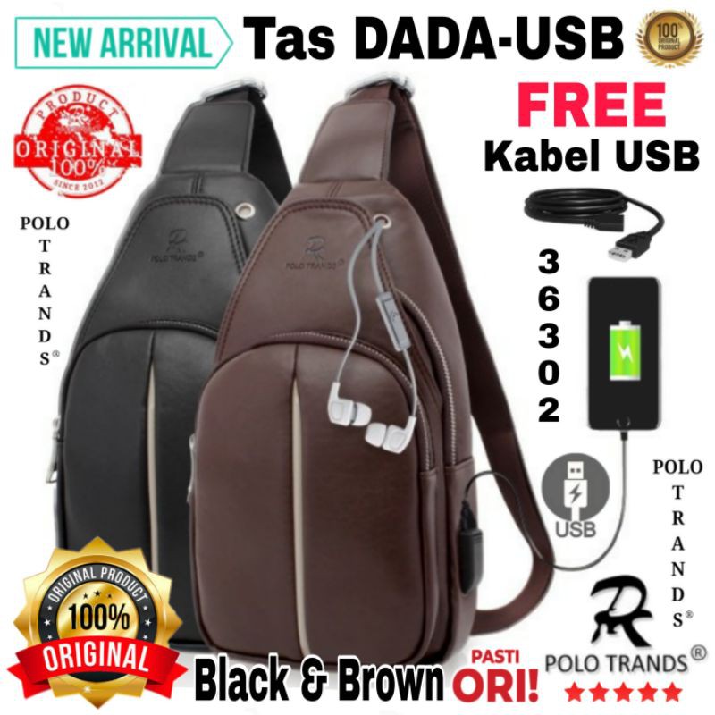 Polo Trands 36302 Tas Slempang/Selempang/Bahu/dada Kulit Pria/Wanita Import Original Branded