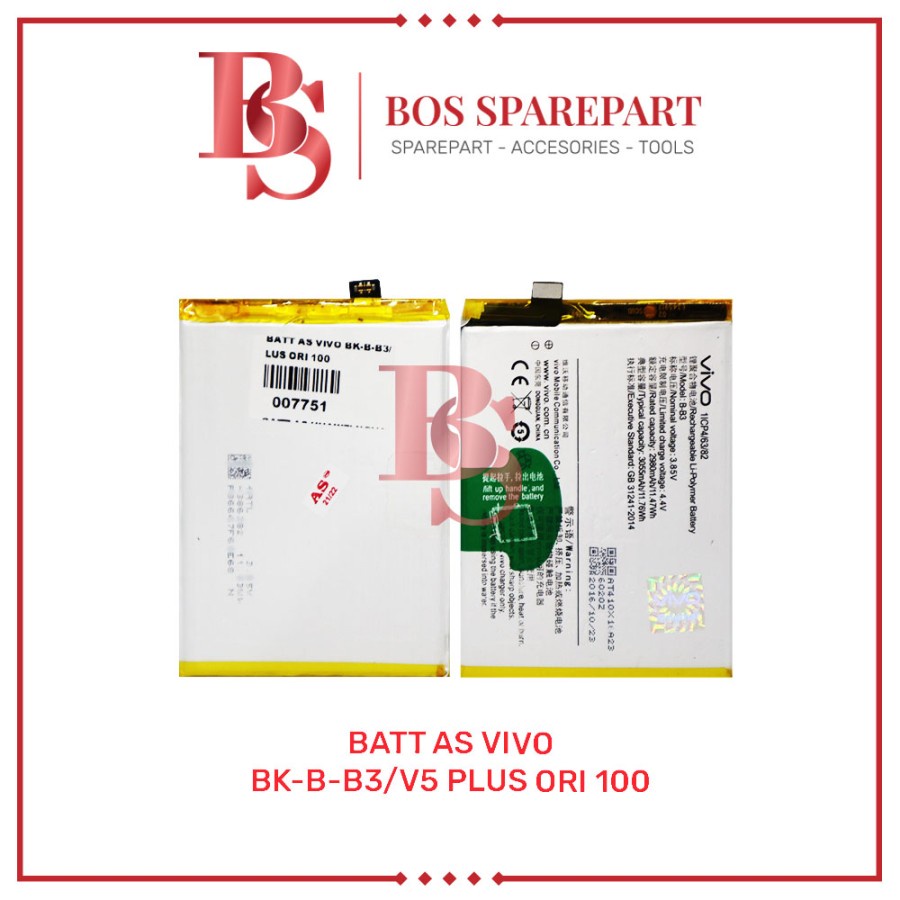 BATERAI AS VIVO BK - B - B3 / V5 PLUS ORI 100 / BATTERY / BATRE