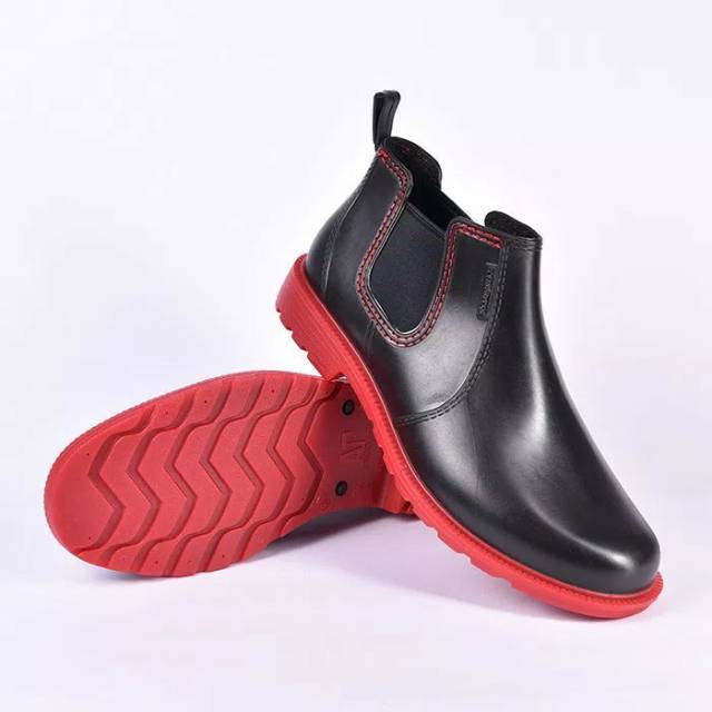 PROMO  Sepatu Pria Cowok AP Hobby N Work Boots Kerja By AP BOOT Pendek Pvc Waterproof - Hitam