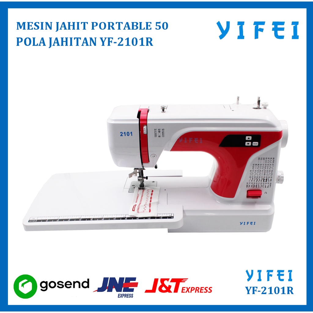 MESIN JAHIT PORTABLE 50 POLA JAHITAN YIFEI YF-2101R WARNA MERAH