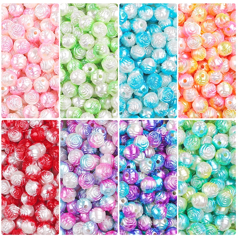 8mm Gradient Mermaid Pearl Beads pore-less gradient Color ABS Round imitation pearl DIY jewelry bracelet