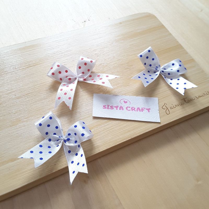 Pita Kecil Satin Jadi Polkadot Bahan Aksesoris Rambut Souvenir isi 20 pcs