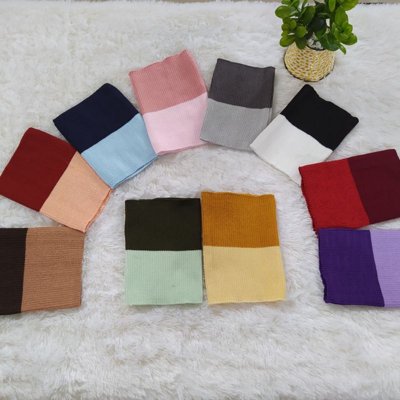 BANDANA RAJUT 2 WARNA / CIPUT RAJUT / DALAMAN KERUDUNG 2 WARNA