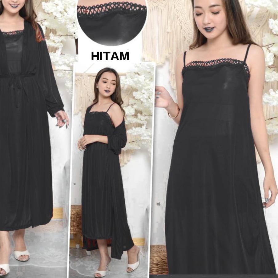 ➴ hokyfashion Baju Tidur Jubah Long+Inner Kimono Satin ♀