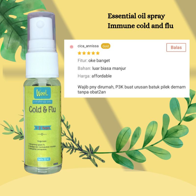 essential oil Weel  cold and flu meredakan flu, batuk,pilek,masuk angin dapat digunakan untuk anak anak hingga dewasa , Essential Oil Cough and Flu