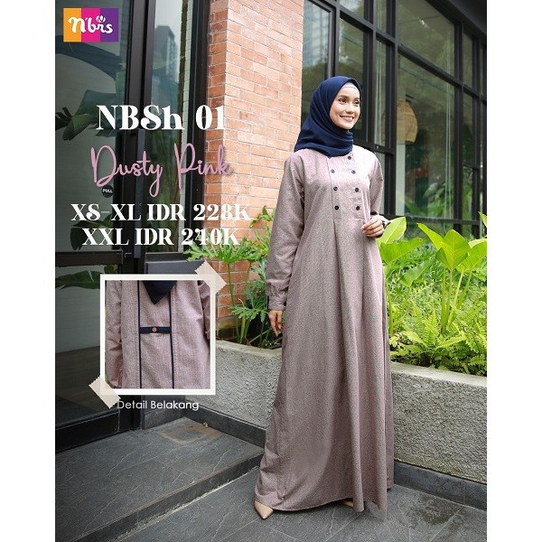 GAMIS NIBRAS NBSH 001 DUSTY PINK/GAMIS MUSLIM DEWASA/GAMIS TERBARU 2020 ORIGINAL NIBRAS