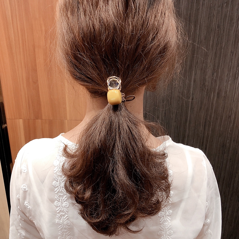 New Cute Zircon Hair Rope Korean Fashion Square Hair Tie Rubber Band Hair Accessories