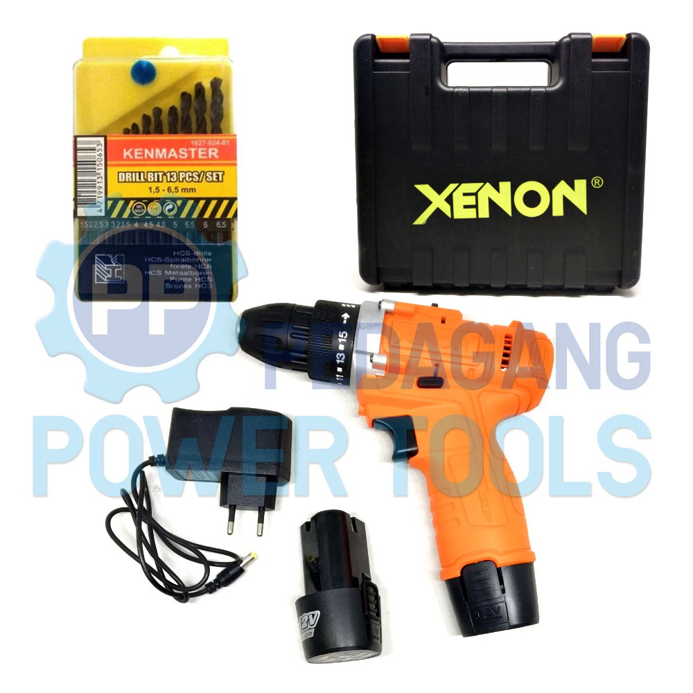 BUNDLING XENON CDD500 BOR CORDLESS 12V &amp; KENMASTER MATA BOR BESI SET 13 PCS