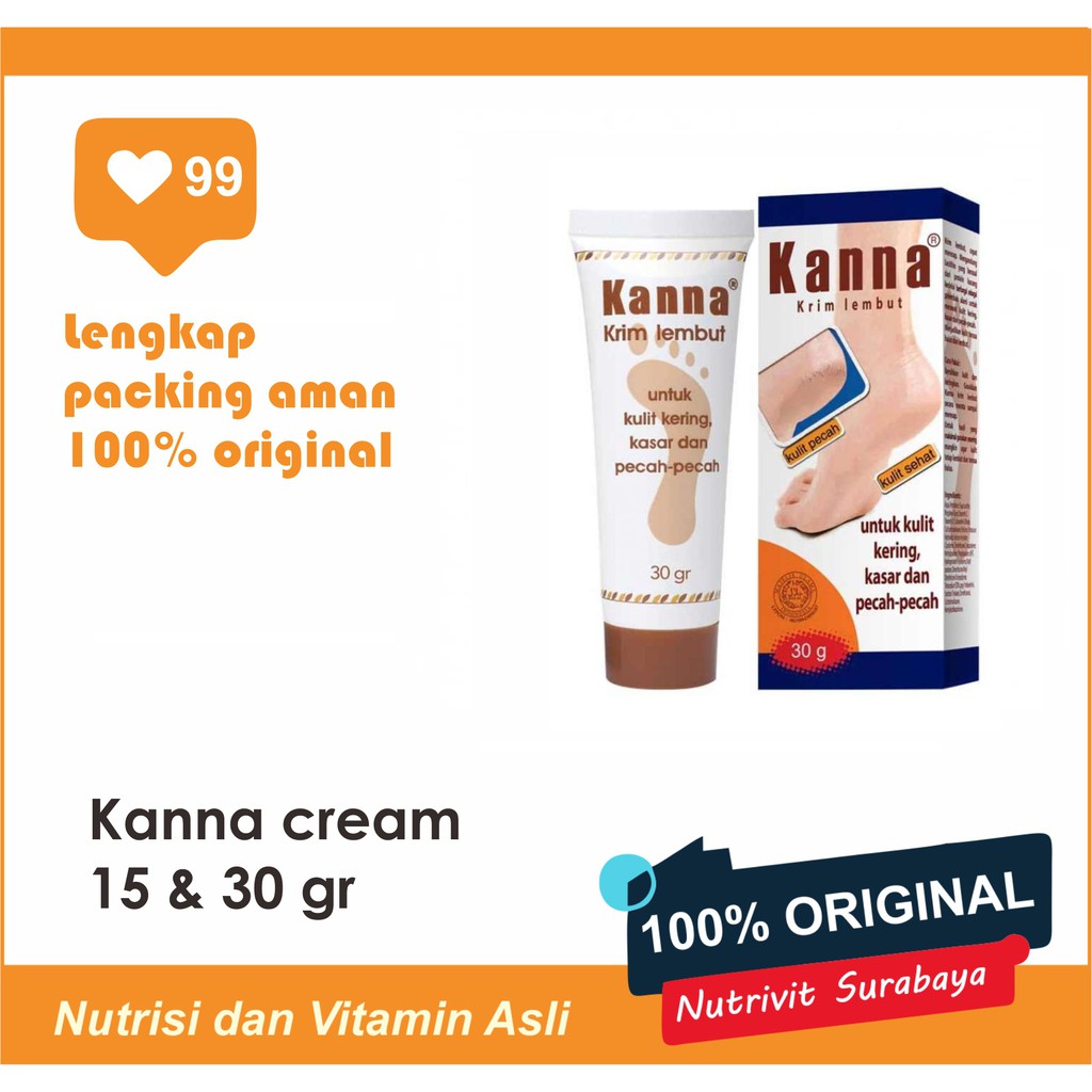 Kanna Cream 15 Gr, 30 Gr, Kanna White 15 Gr, 30 Gr - Kasar, Pecah - Pecah, Pelembut Kulit