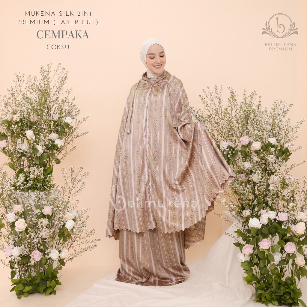 Mukena Dewasa Silk 2in1 Premium Laser Cut Cempaka