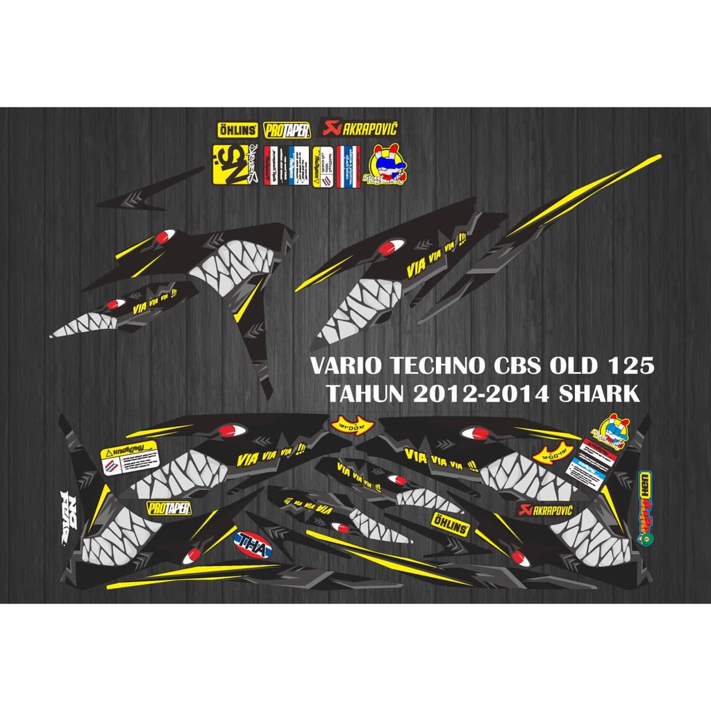 STIKER STRIPING DECAL VARIASI VARIO TECHNO CBS OLD 125 2012-2014 SHARK