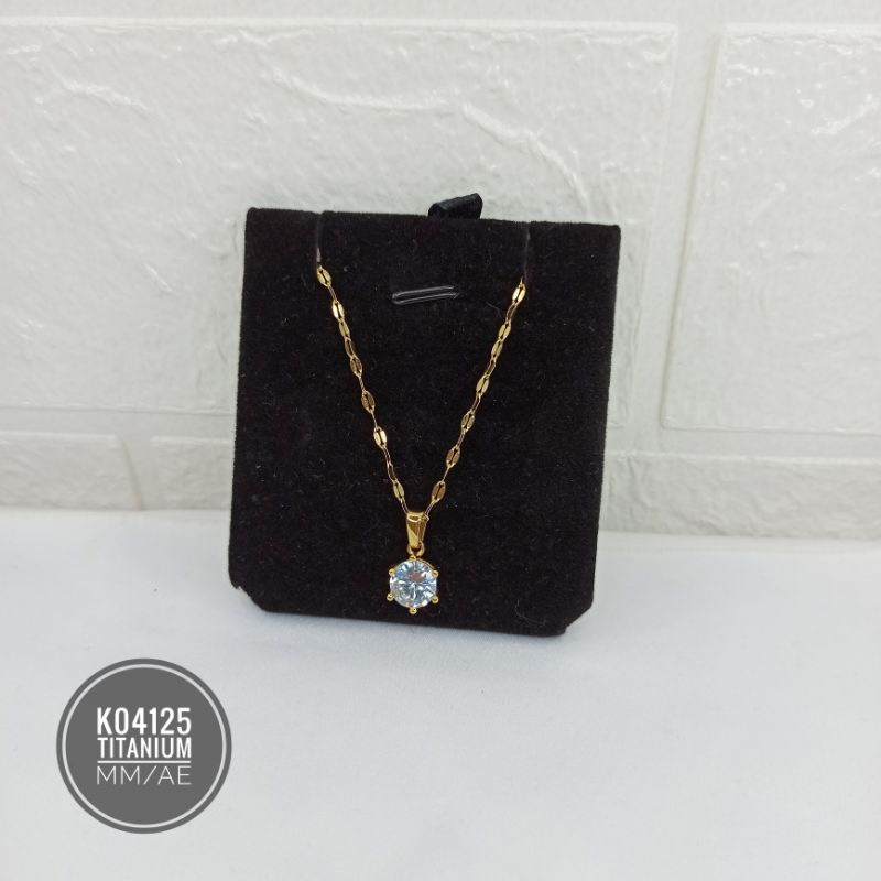 Kalung Titanium Zircon 8mm Gold K04152