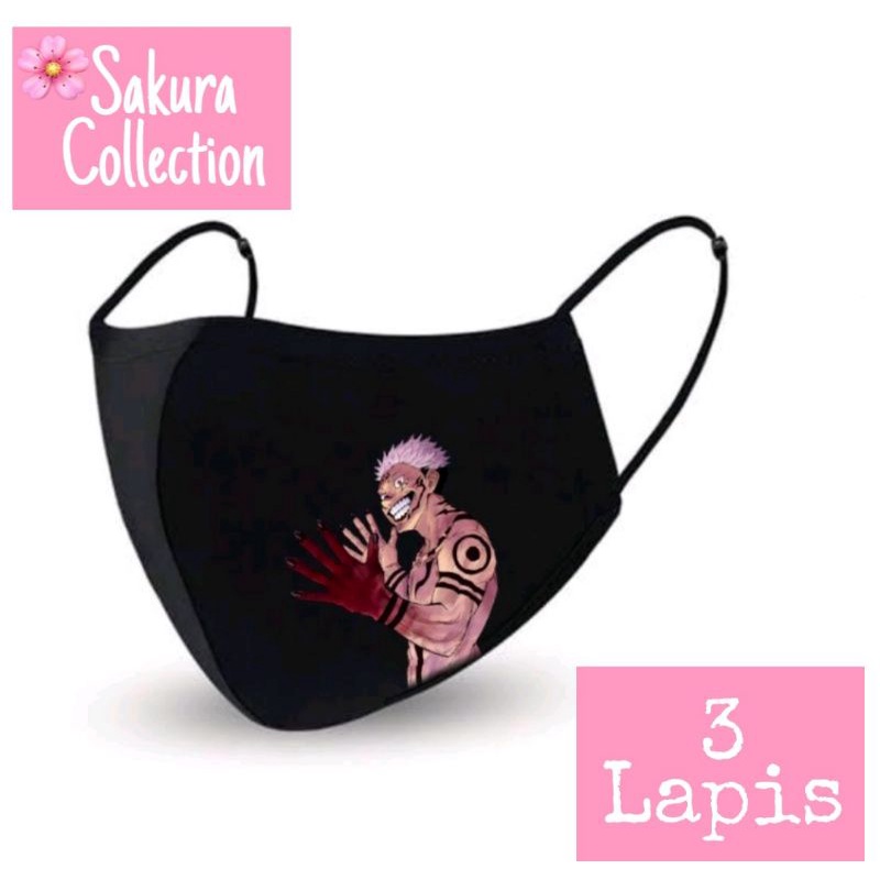 Mask JUJUTSU KAISEN - Masker Anime GOJO SATORU / Kain 3 lapis
