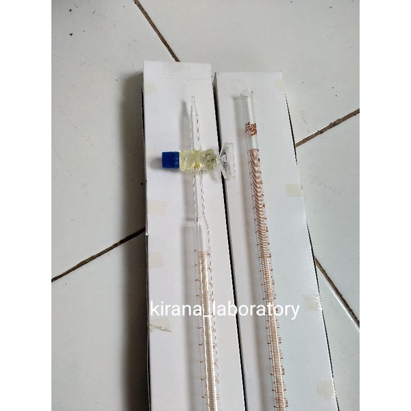 buret 25ml PYREX keran kaca - buret 25 ml pyrex - alat ukur kompresi - alat laboratorium - alat ukur