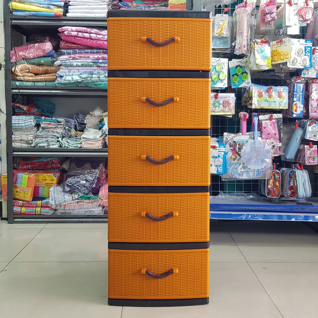 TWIN PAN MR5H Laci Plastik 5 Tingkat Motif Rotan Tanpa TWIN PAN MR5H Laci Plastik 5 Tingkat Motif Rotan Tanpa