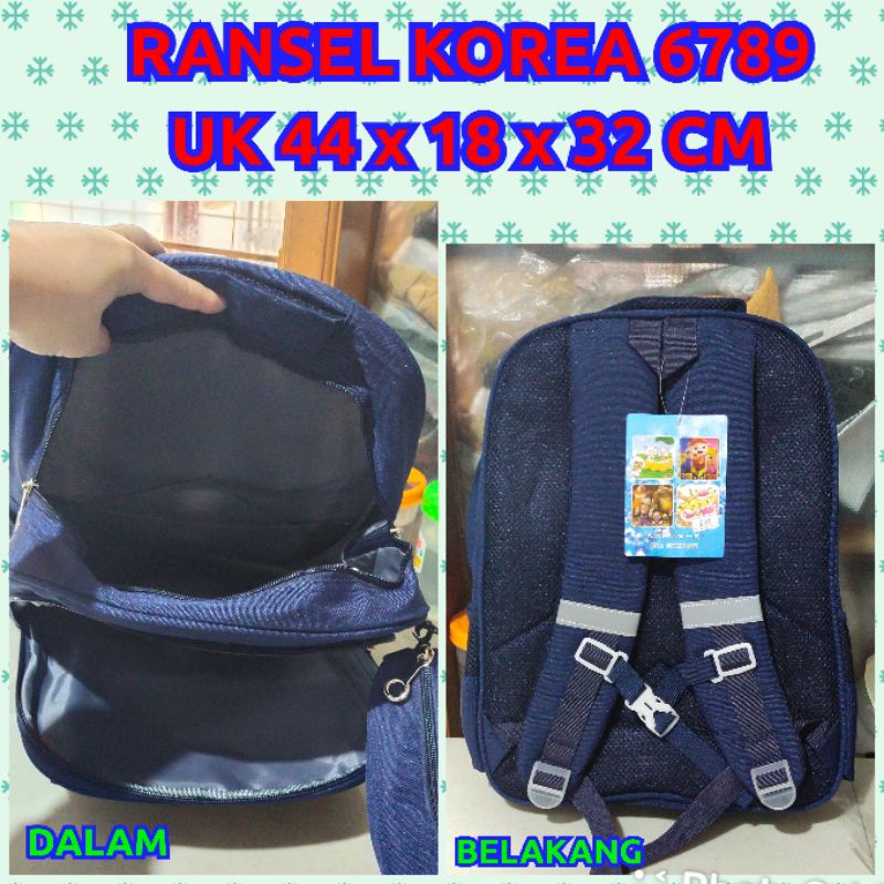 tas ransel Korea anak kode 6789/YQ 2128/666-4 import unisex anak perempuan dan anak laki laki TK SD SMP SMA bahan parasut/kanvas parasut