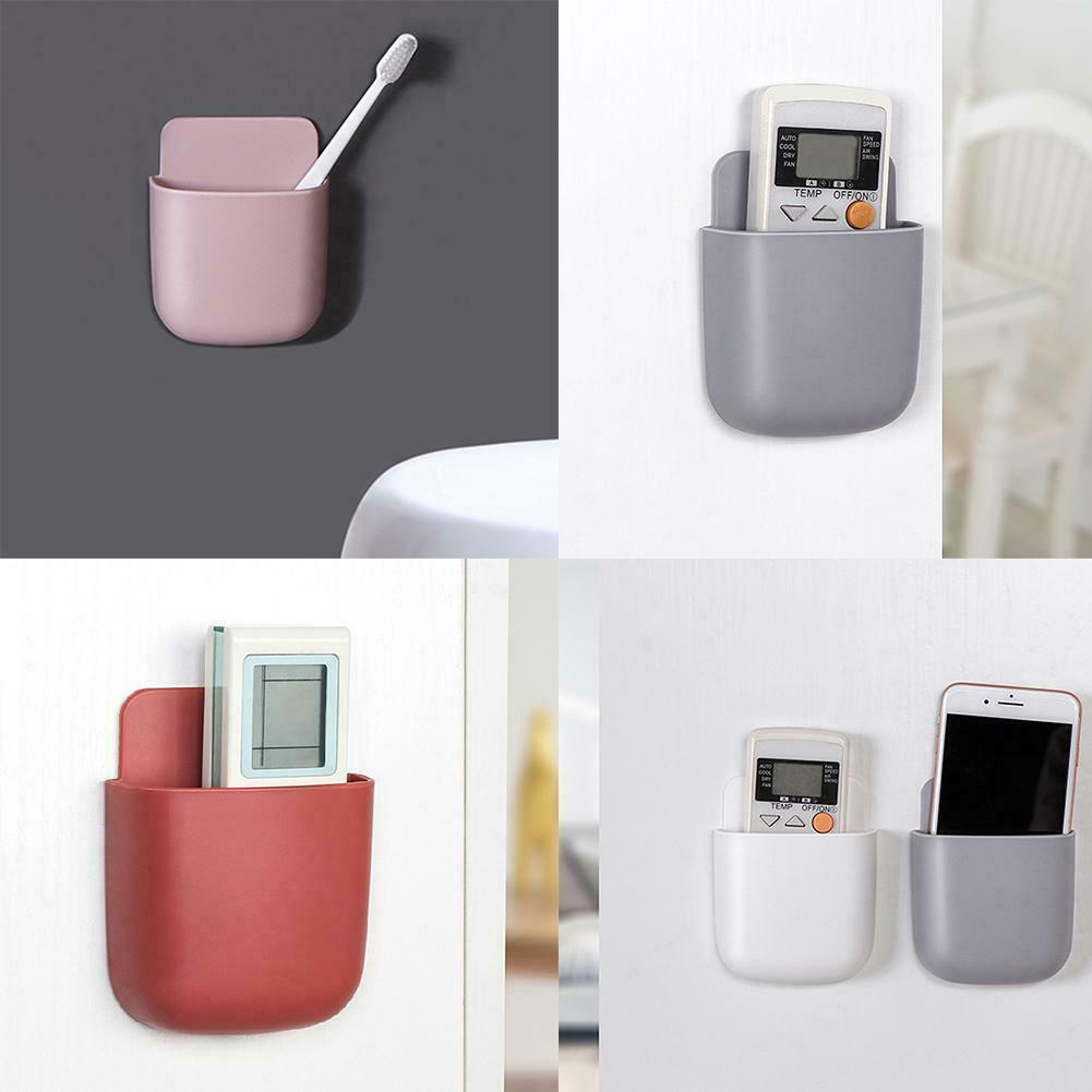 1Pc Wall Mounted Plastic Storage Box / Self-adhesive Remote Control Mobile Phone Plug Holder Organizer / Sundries Container Paste Storage Case Bracket