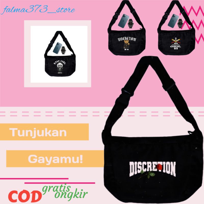 Tas Sling Bag Selempang Slempang Slingbag Pria Wanita DISCRETION OFFICIAL