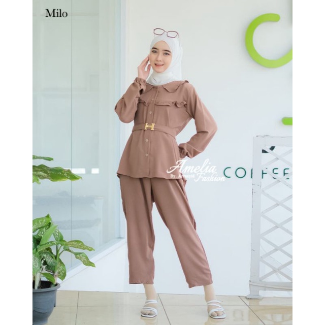 ONE SET ITYCREPE ORI AMELIA FASHION SETELAN MUSLIMAH MODERN KEKINIAN